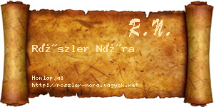Röszler Nóra névjegykártya